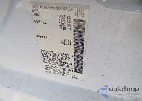 2022 Nissan Altima Sr Fwd z USA, uszkodzony, nr VIN 1N4BL4CV9NN336003